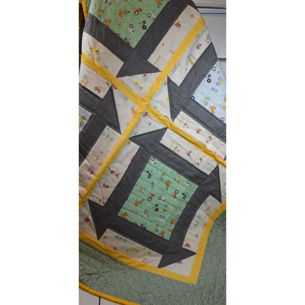 Farm Life Baby Quilt, Boy Patchwork Quilt